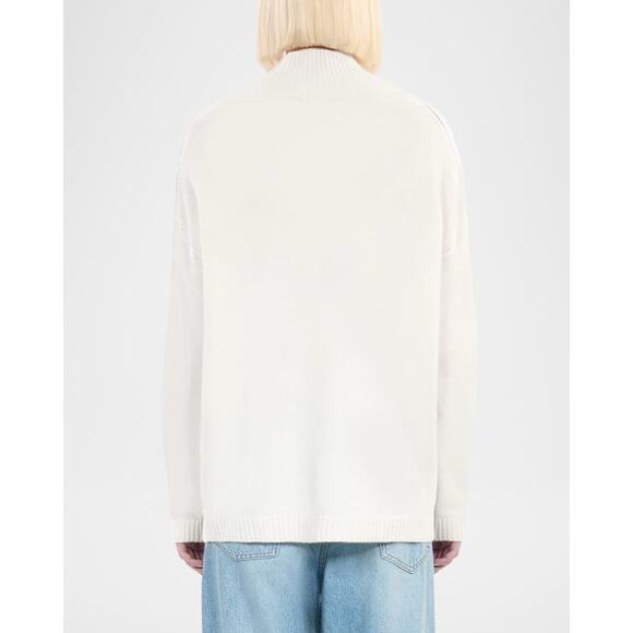 The Kooples Women’s Mock-Neck Cashmere-Blend Oversized Minimalist Sweater Ecru L - Picture 3 of 16